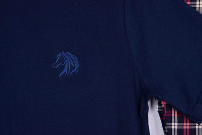 Navy Blue, Red Cream Tartan