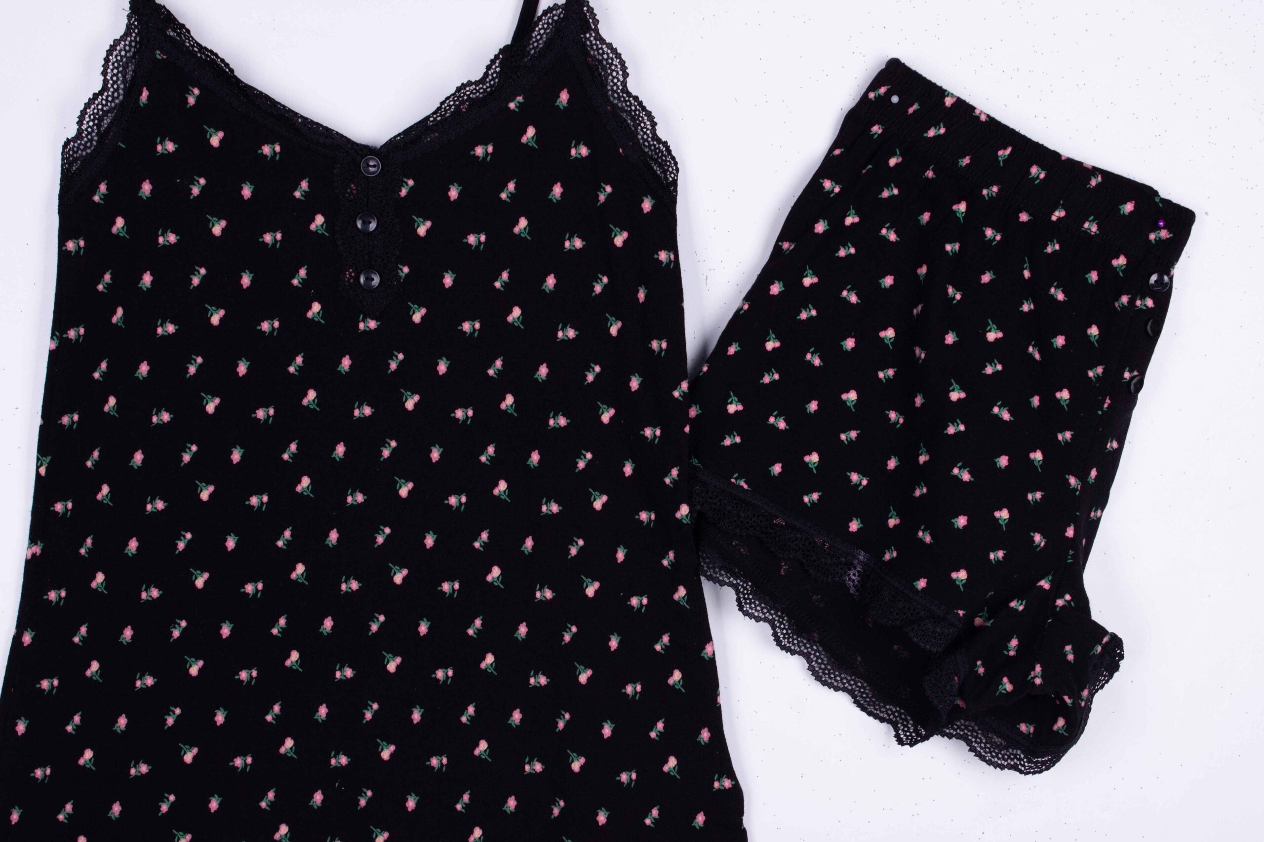 Floral Black Tank Top