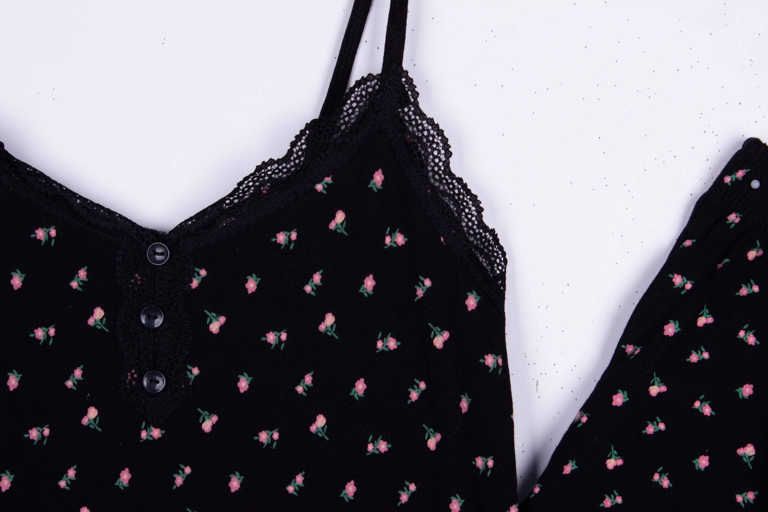 Floral Black Tank Top