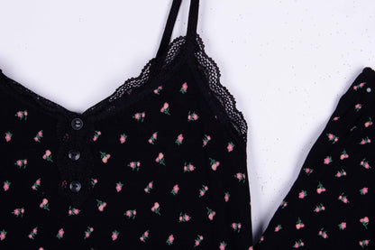 Floral Black Tank Top