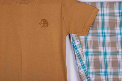 Camel Tee Aqua Plaid Pajamas