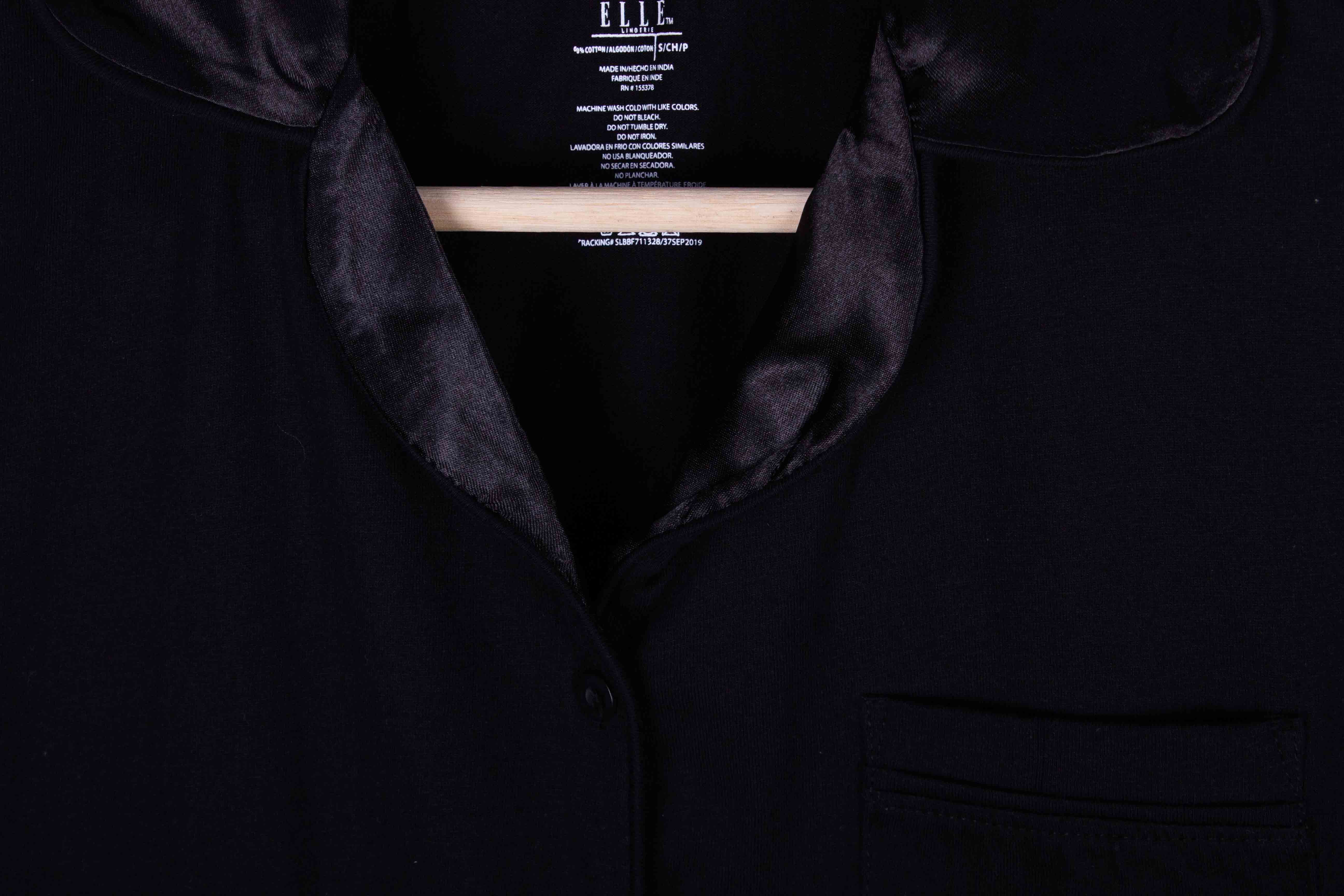 Black Cotton with Satin Collar