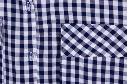 Navy Gingham Button Up Shorts