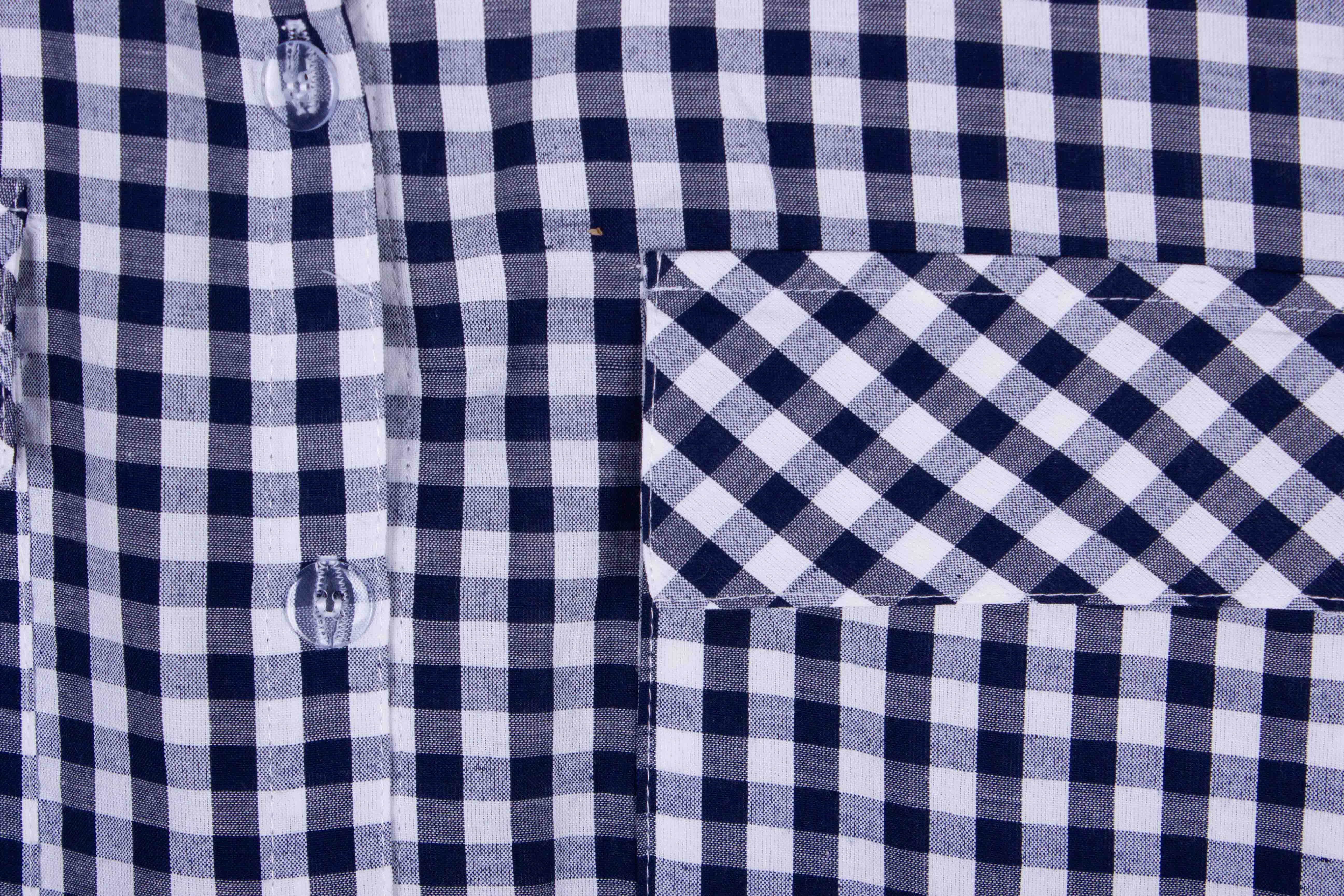 Navy Gingham Button Up Shorts