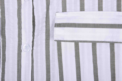 Sage Stripe Button Up Shorts