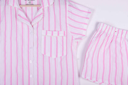 Pink Stripe Button Up Shorts