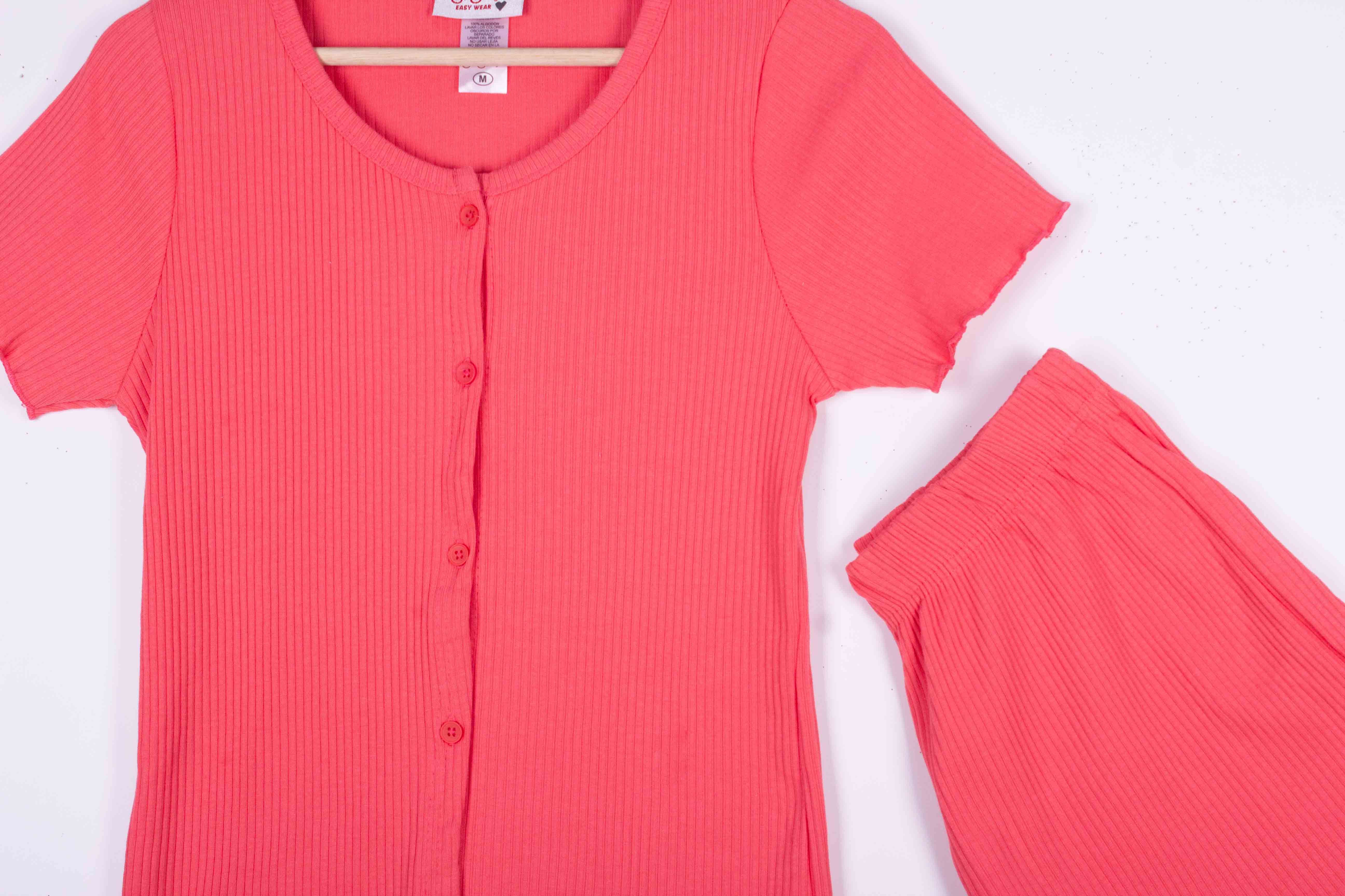 Coral Ribbed Shorts