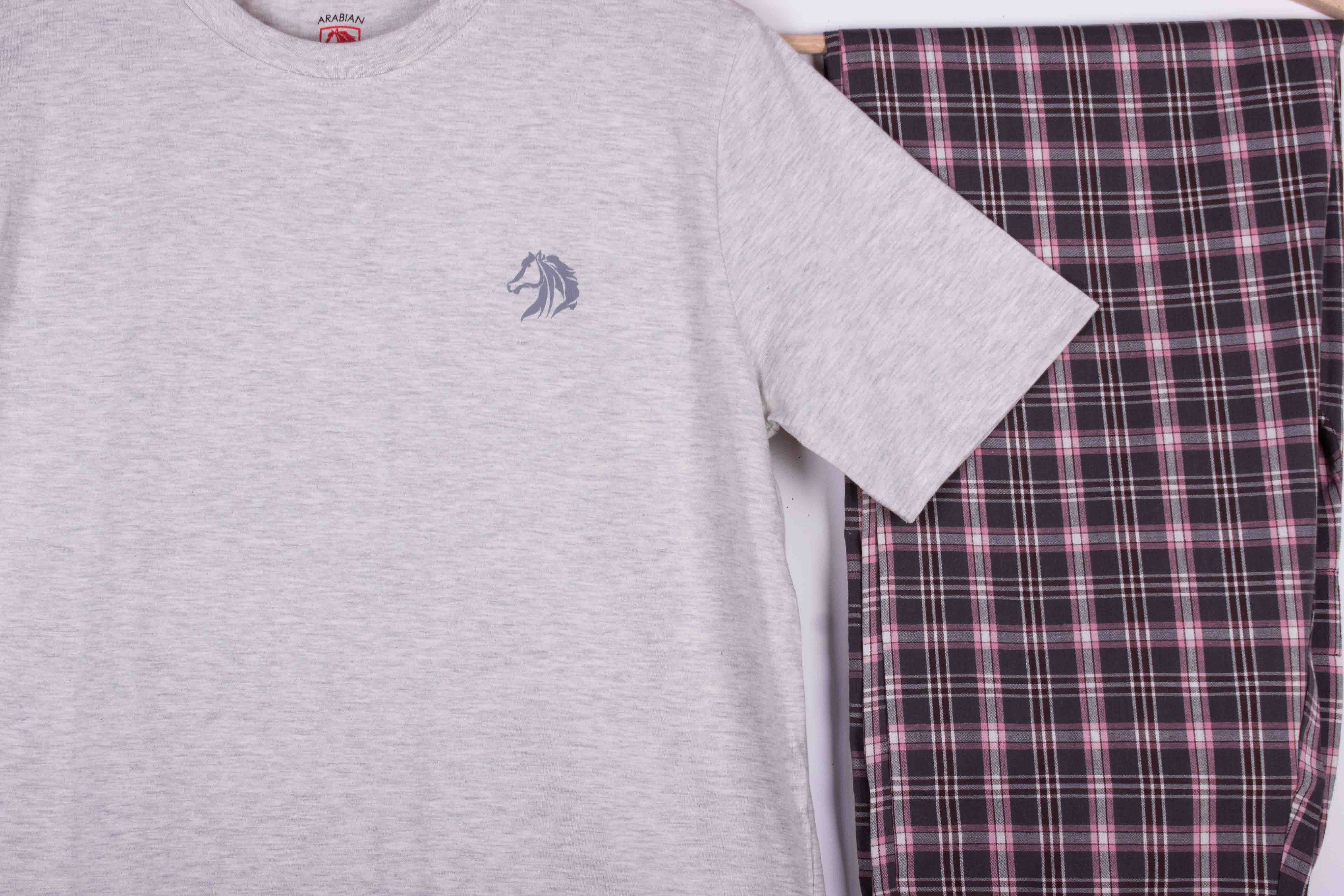 Heather Grey Pink Tartan Pajamas