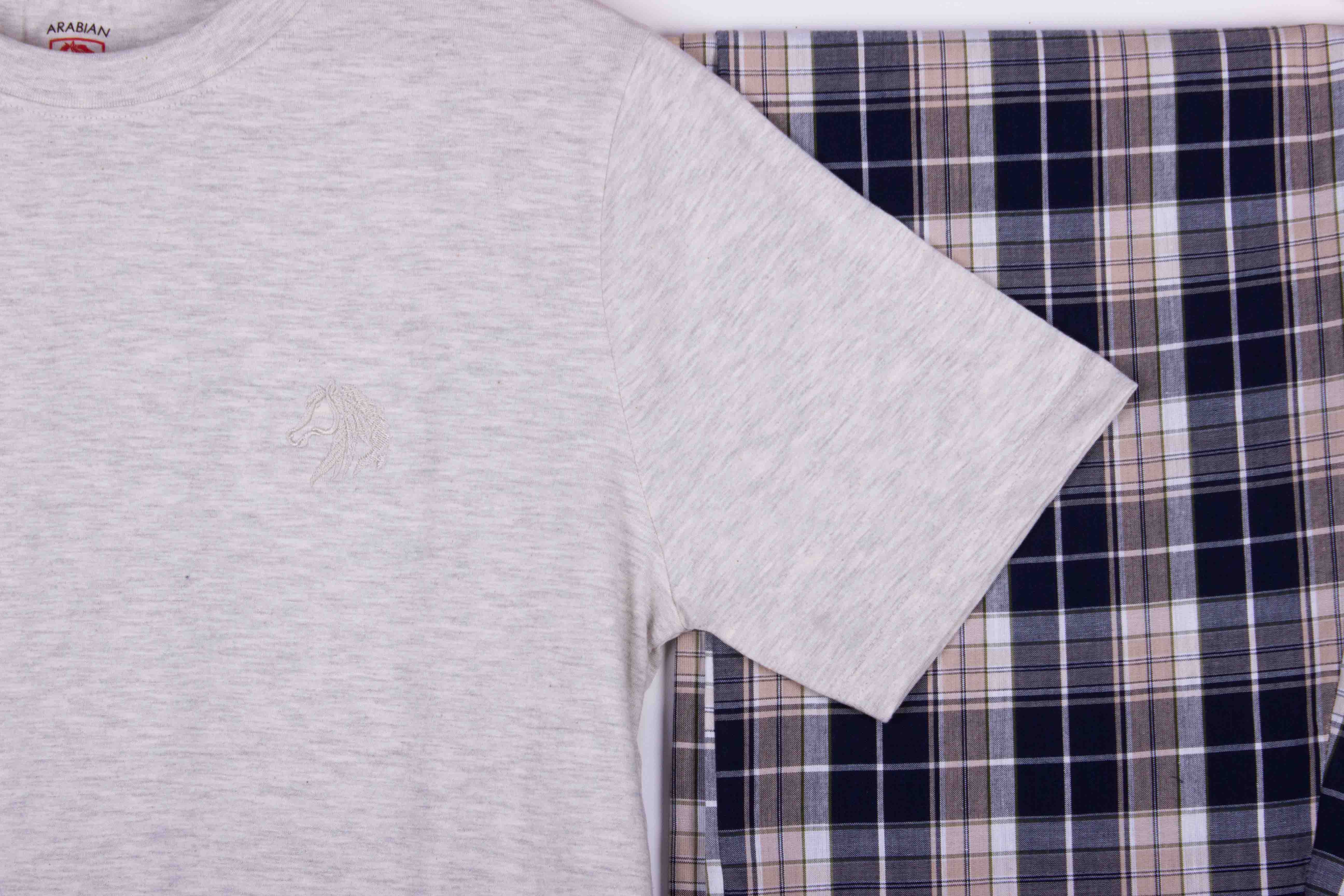 Heather Grey Navy Sand Tartan Pajamas