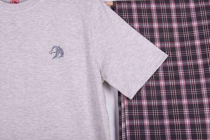 Heather Grey Pink Tartan Pajamas