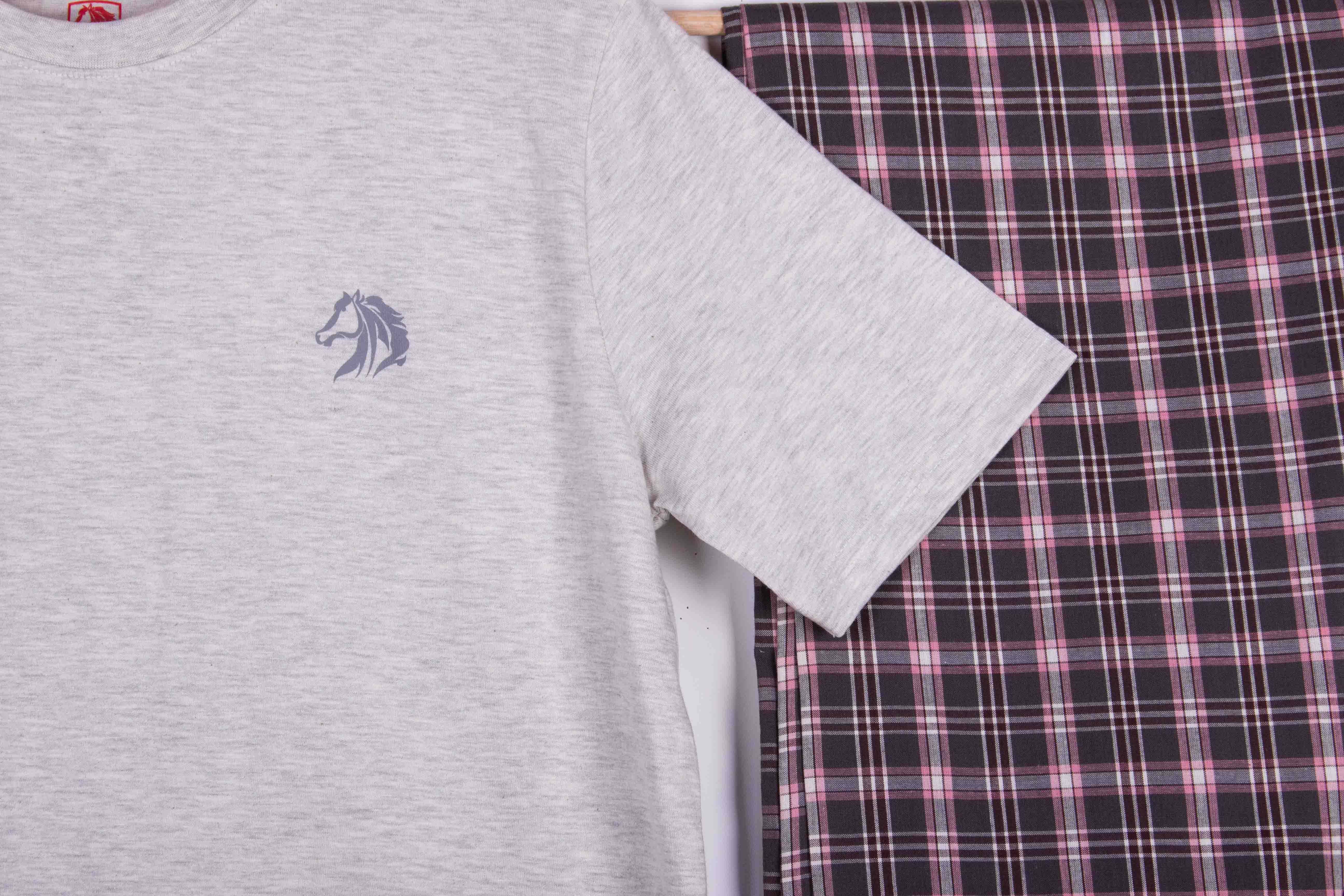 Heather Grey Pink Tartan Pajamas