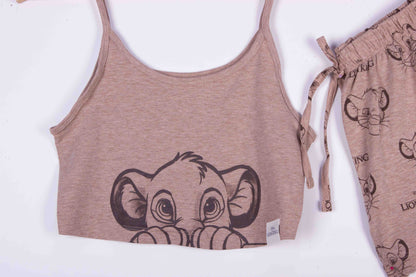 Peeking Simba Cute Tank-Crop Shorts