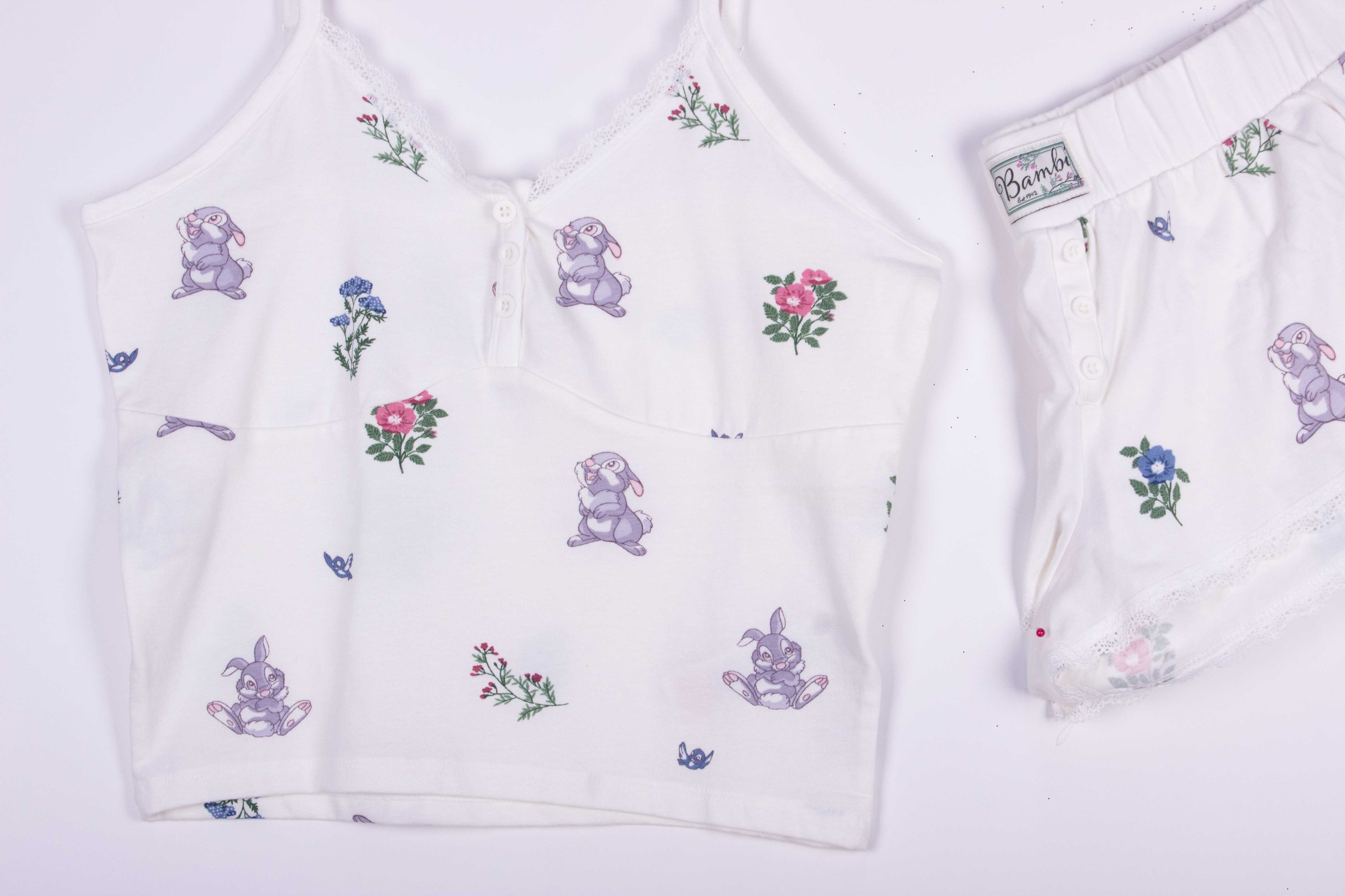 Bambi Floral Classy White Tank-Crop Shorts
