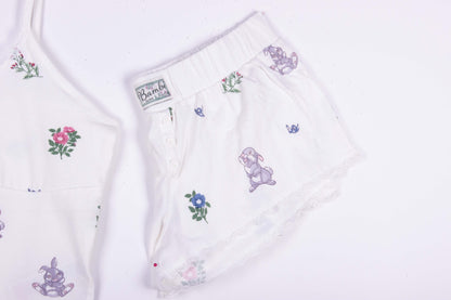 Bambi Floral Classy White Tank-Crop Shorts