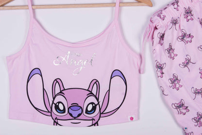 Sweet Pink Angel Tank-Crop Shorts