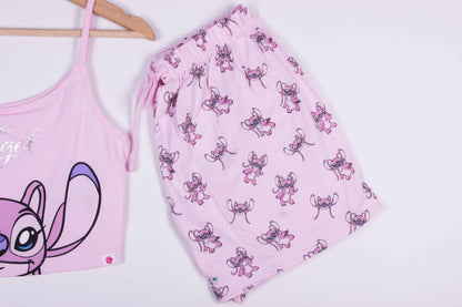 Sweet Pink Angel Tank-Crop Shorts