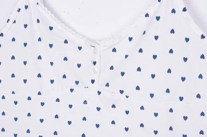 Navy Hearts - White Tank