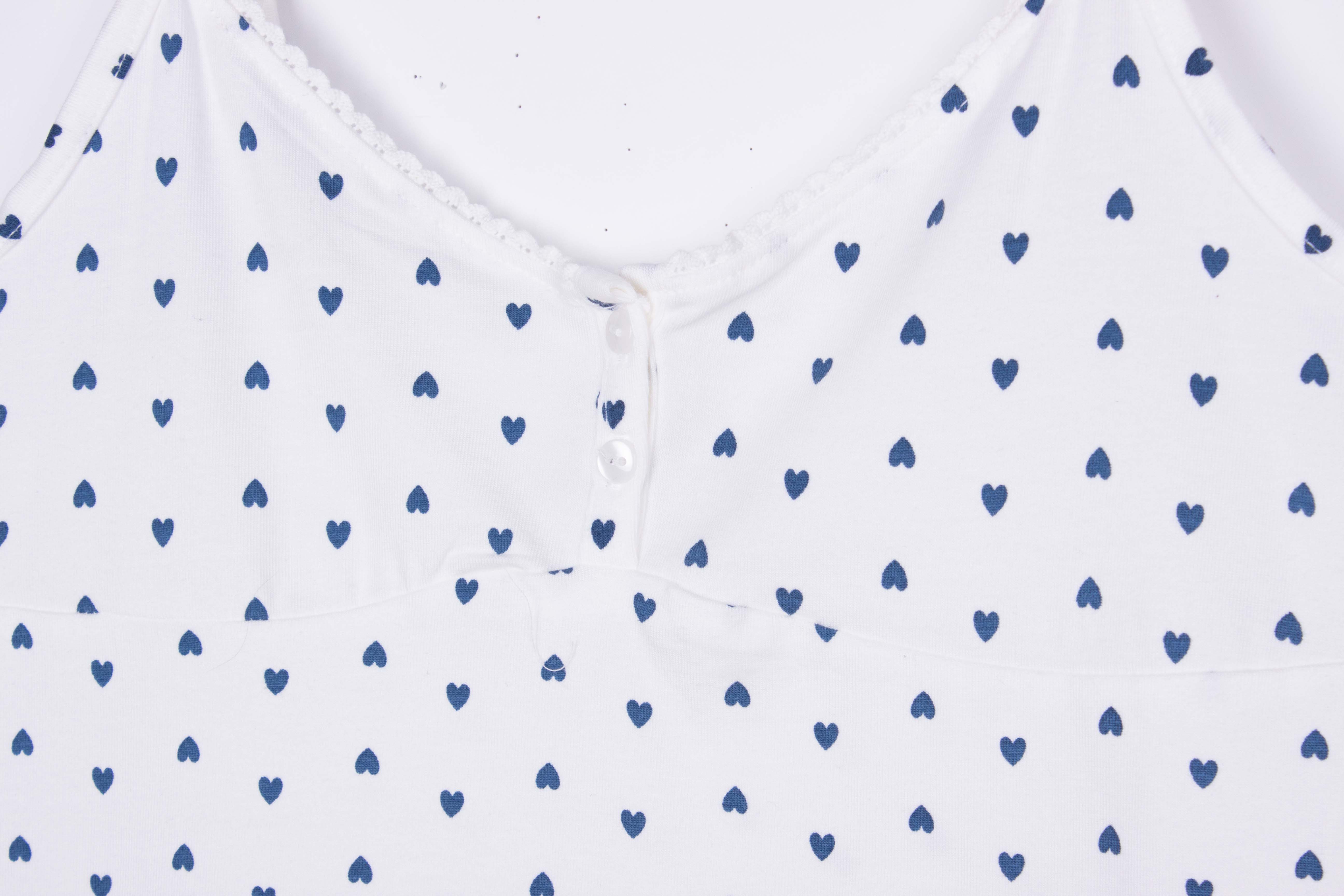 Navy Hearts - White Tank