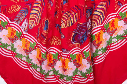 Crimson Featherfall Dress (Soft Cotton)