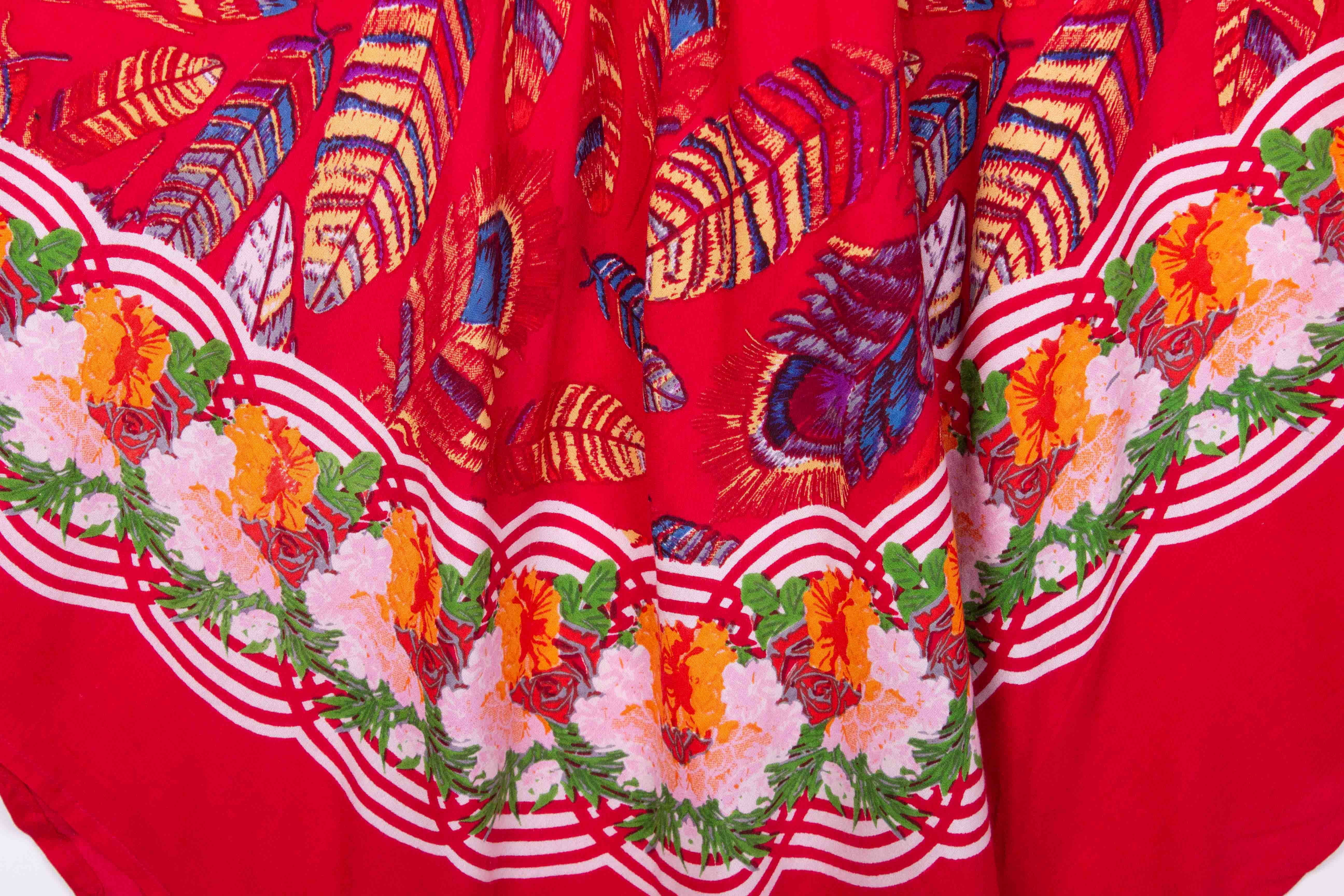 Crimson Featherfall Dress (Soft Cotton)