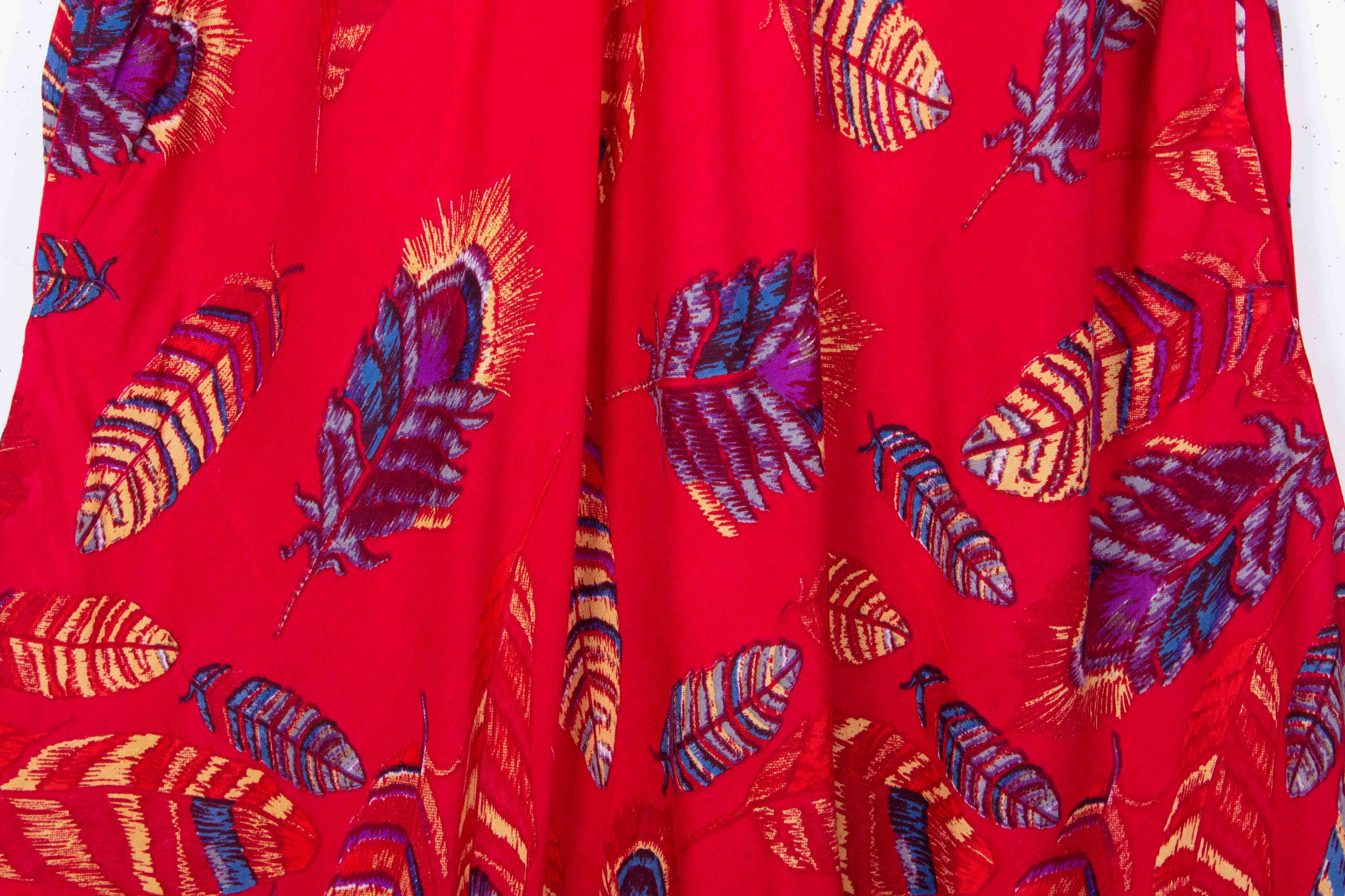 Crimson Featherfall Dress (Soft Cotton)