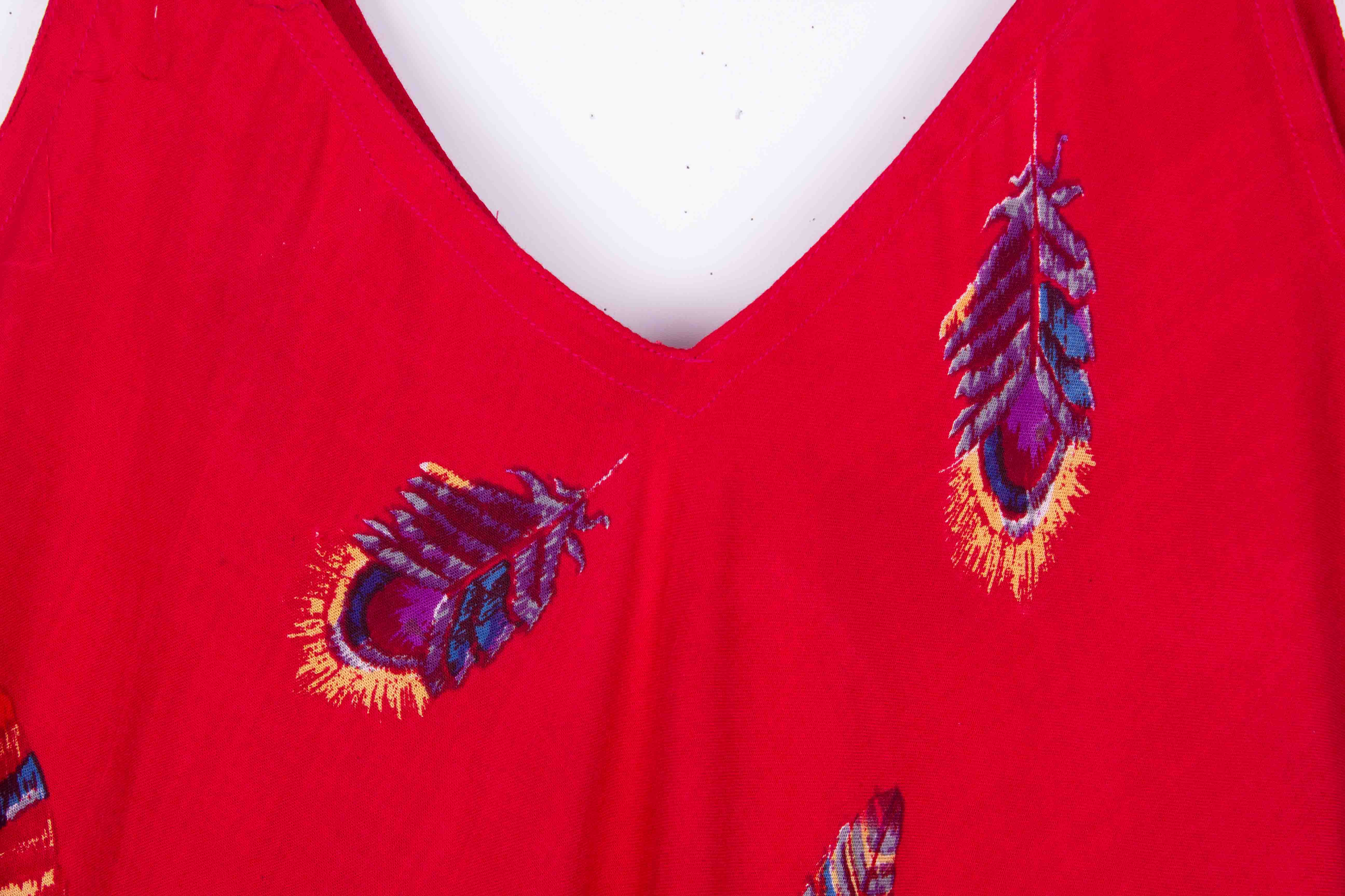 Crimson Featherfall Dress (Soft Cotton)