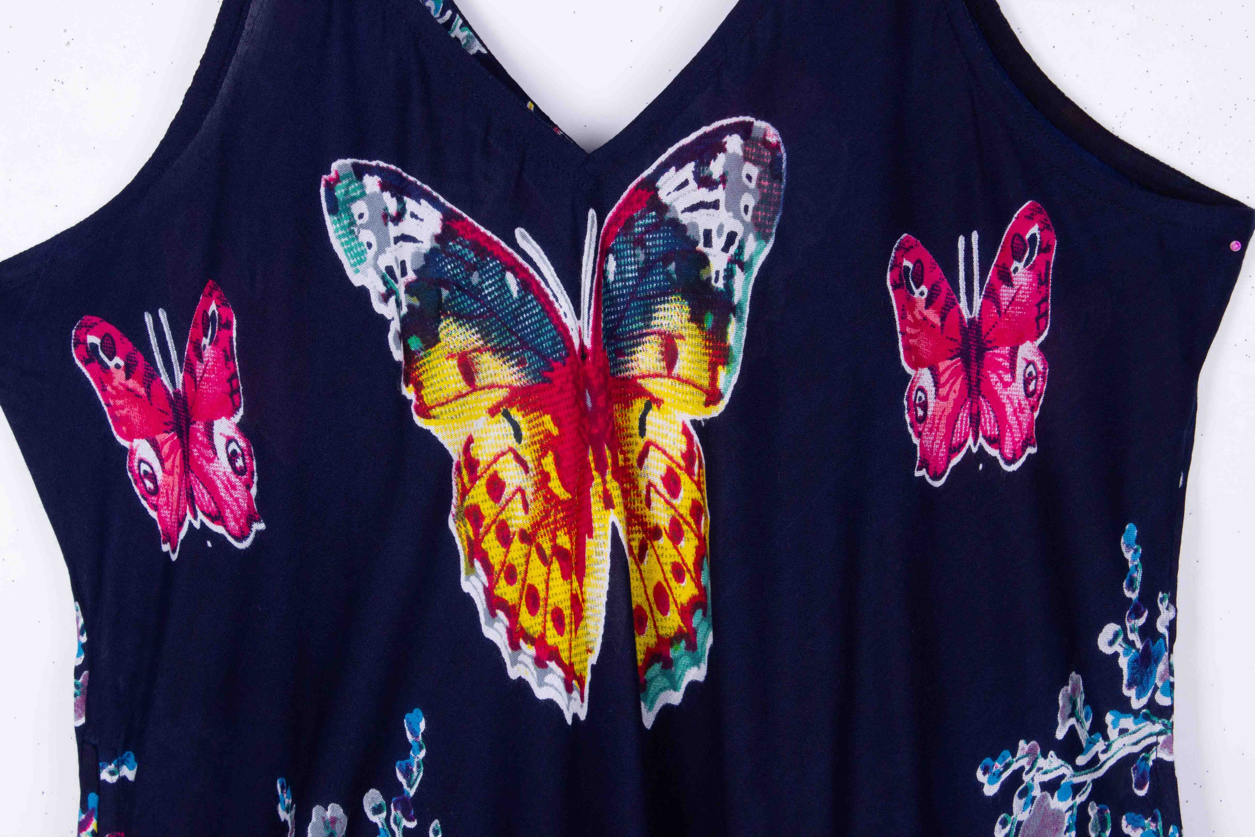 Navy Blue Butterfly Dress (Soft Cotton)