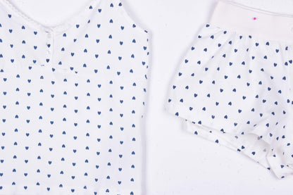 Navy Hearts - White Tank