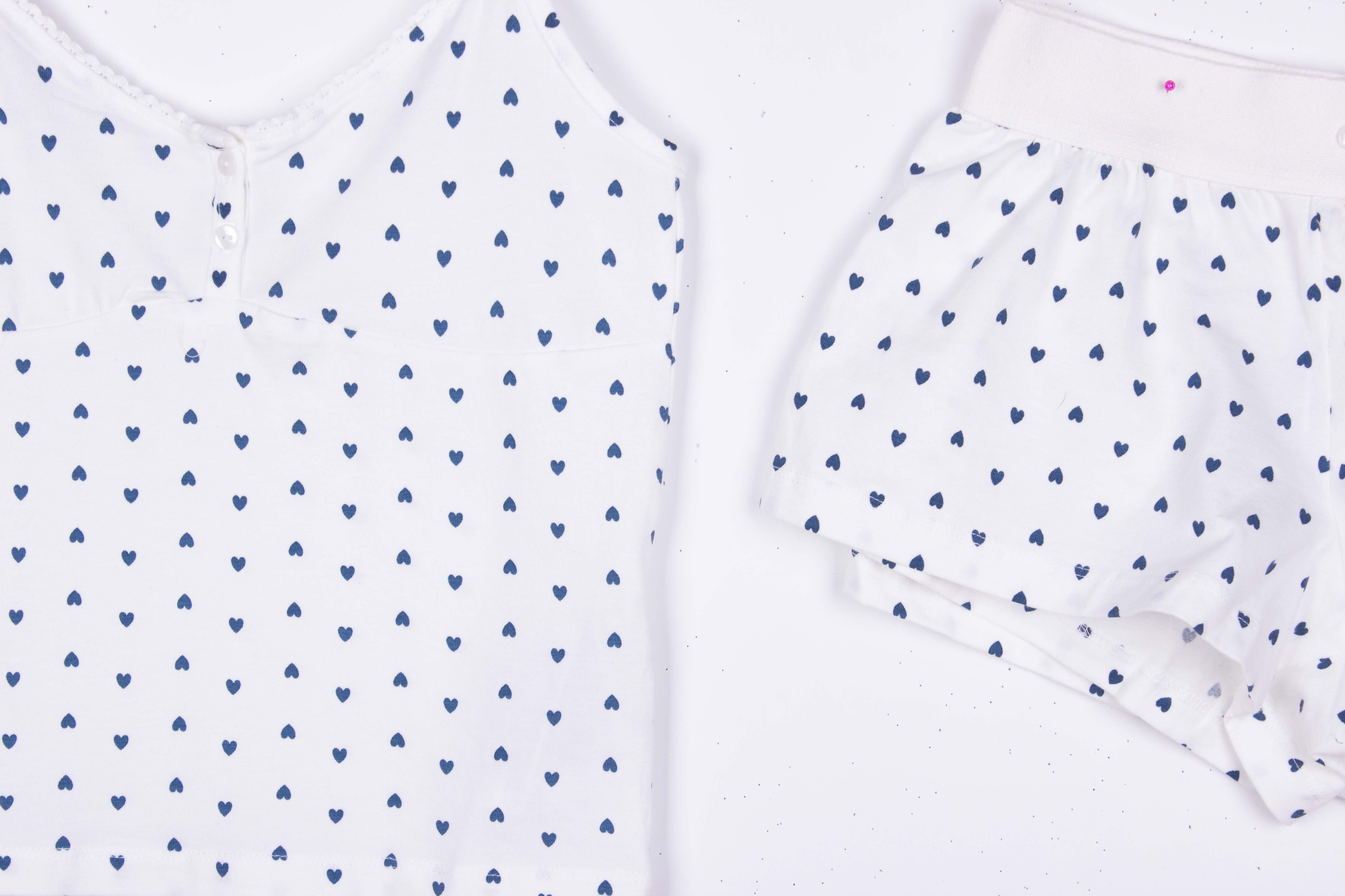 Navy Hearts - White Tank