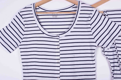 Ivory Navy Stripes