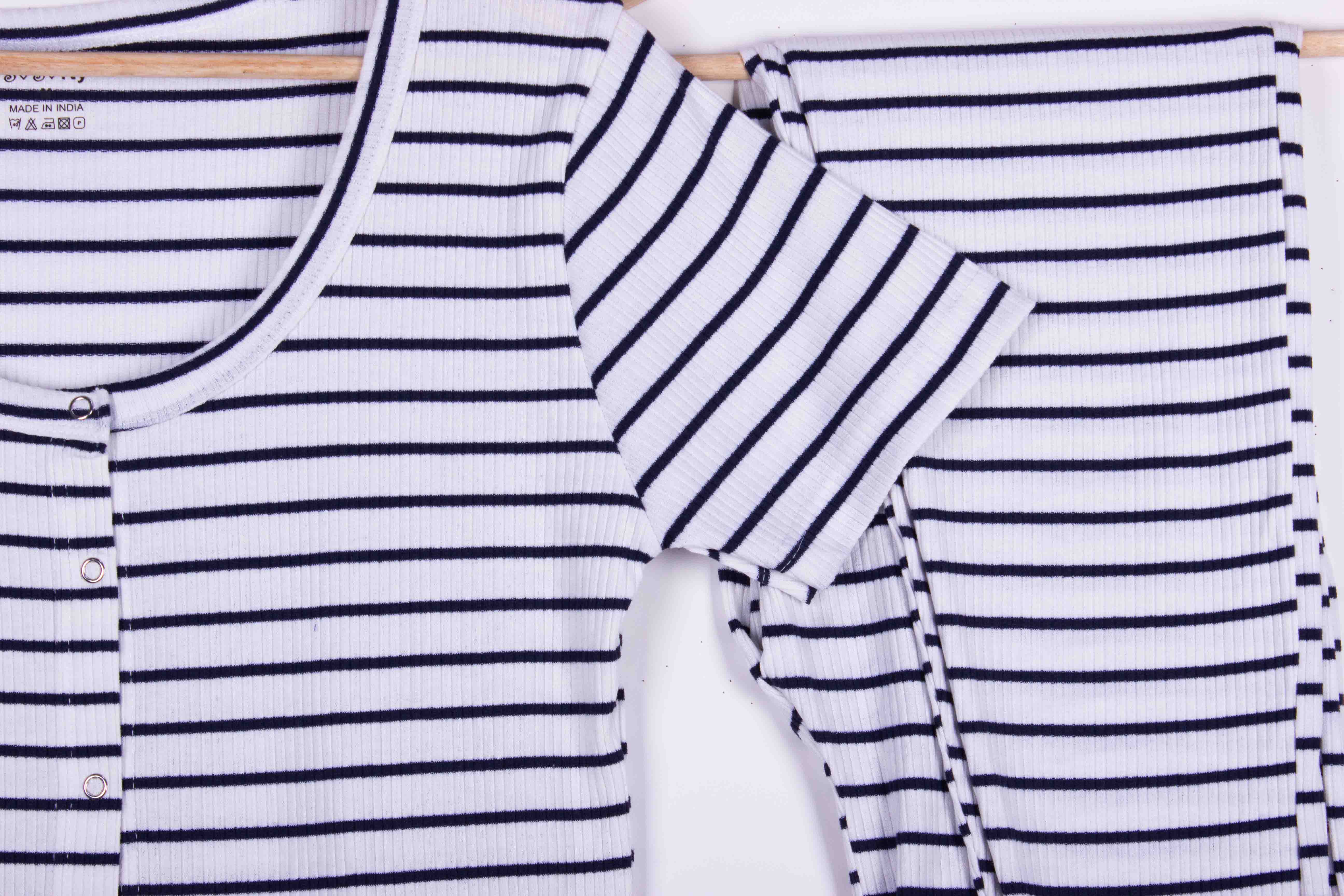 Ivory Navy Stripes