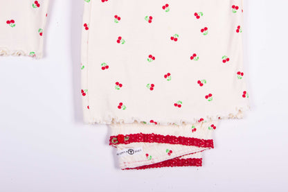 Cherry Lace Cream Tank Top Bell Bottoms