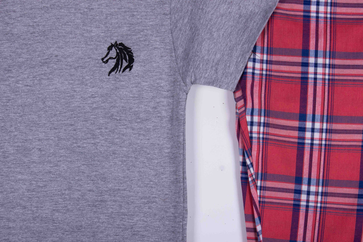 Kids Grey Light Red Navy Tartan Plaid