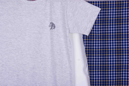 Kids Light Heather Grey Royal Blue Mustard Plaid
