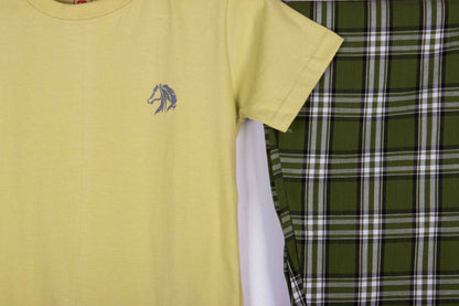 Kids Lemon Yellow Olive White Plaid