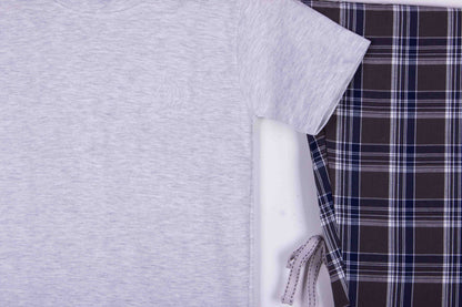Light Heather Grey Black White Plaid