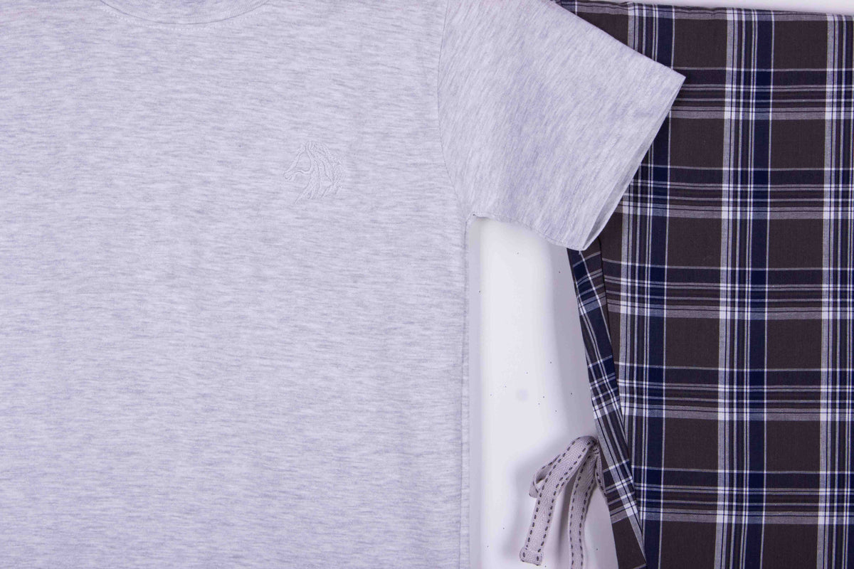Light Heather Grey Black White Plaid