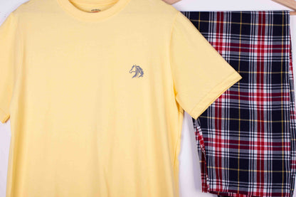 Butter Yellow Navy Red Tartan Plaid