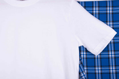 White Royal Blue Tartan Plaid