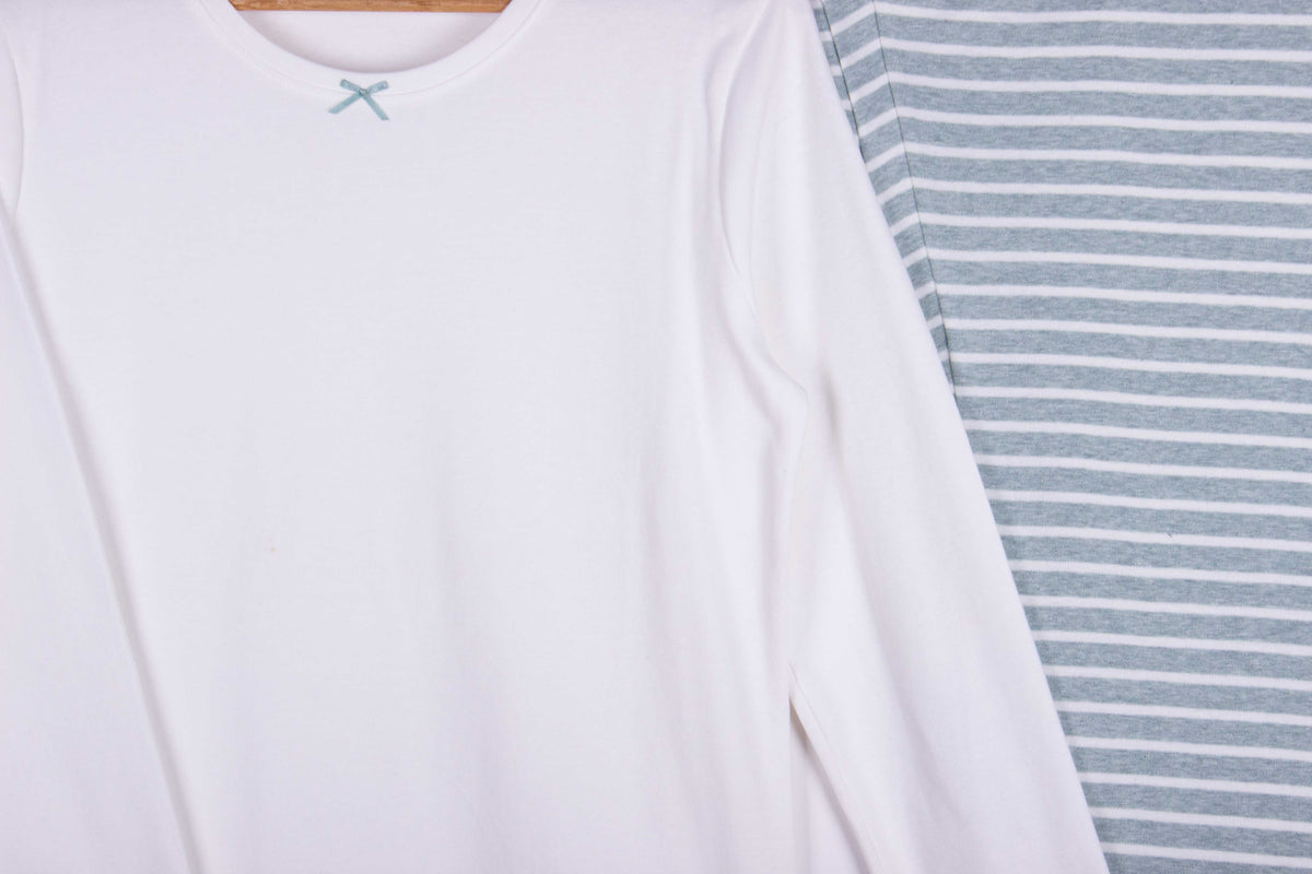 Soft White & Sage Bow Stripes