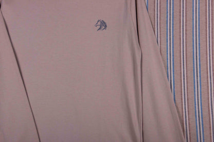 Taupe Sand Blue Pinstripe