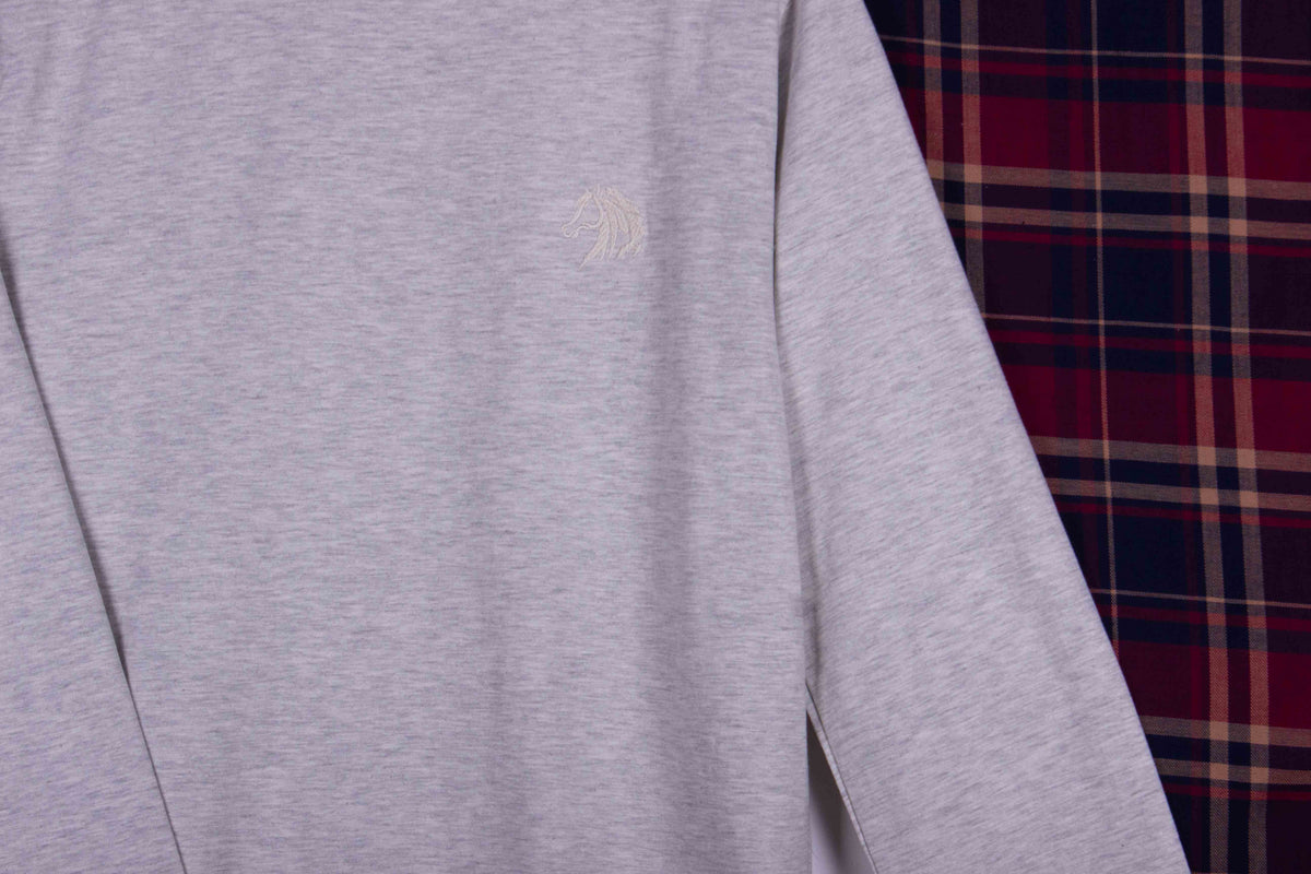 Light Grey Burgundy Tartan