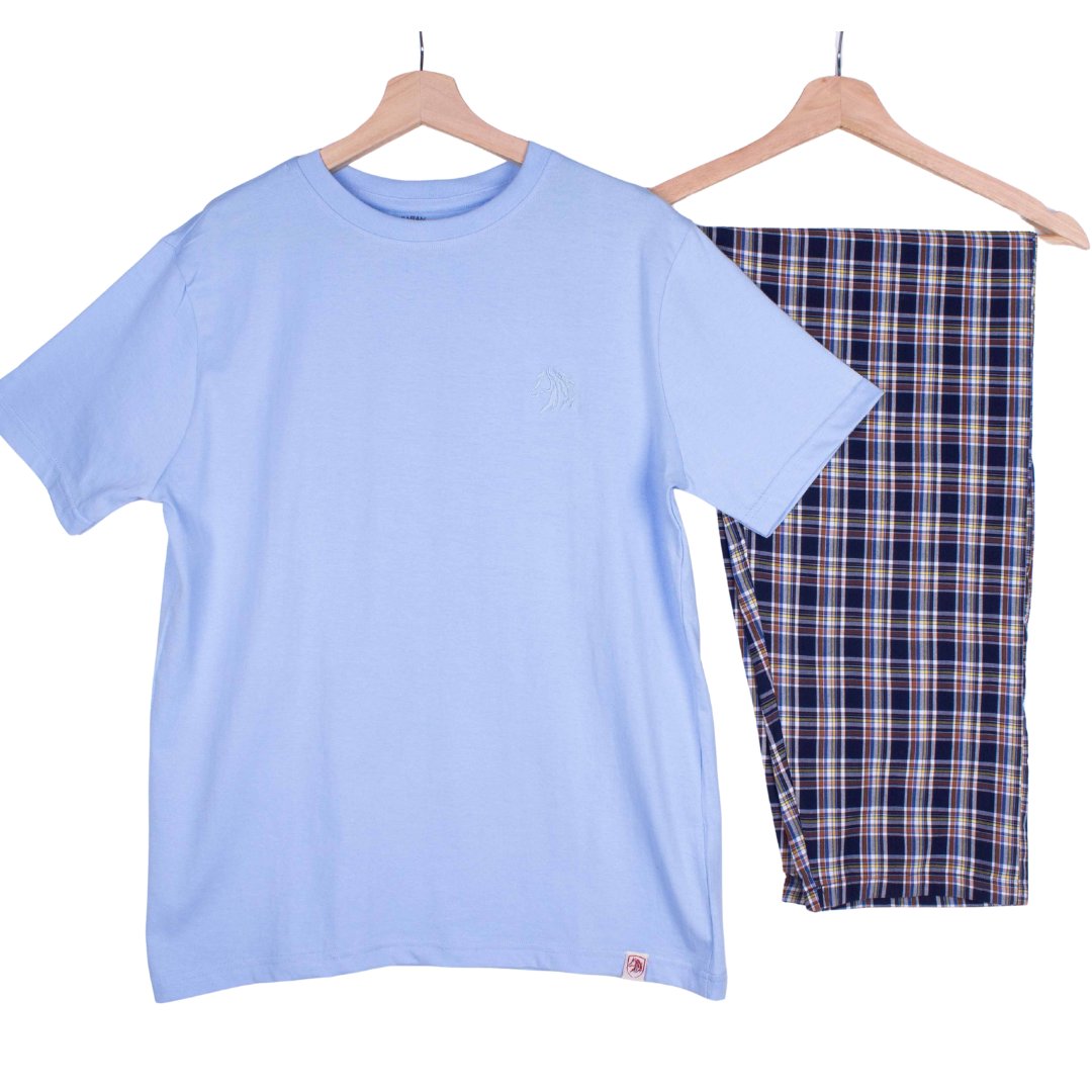 Steel Blue + Blue White Gingham Check (Match with Dads)