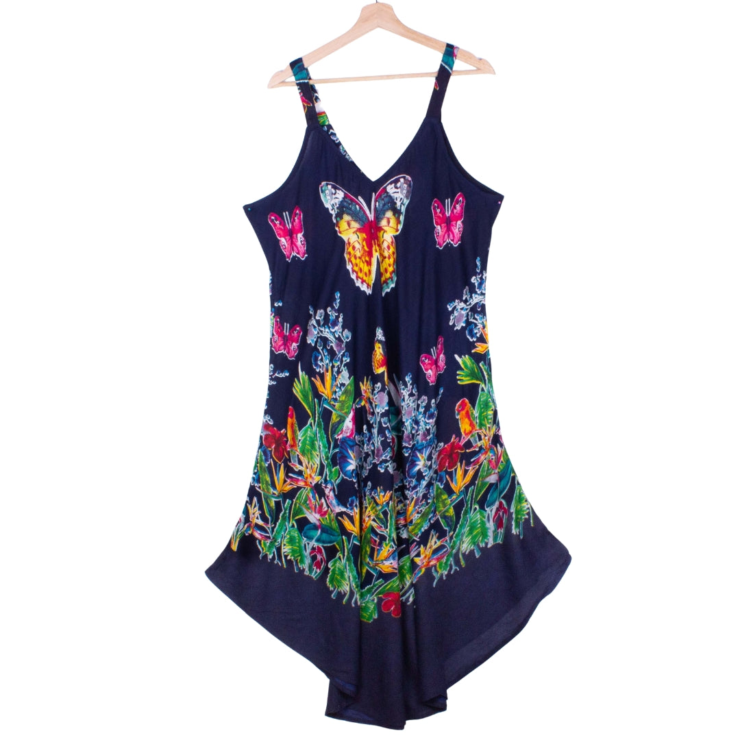 Navy Blue Butterfly Dress (Soft Cotton)