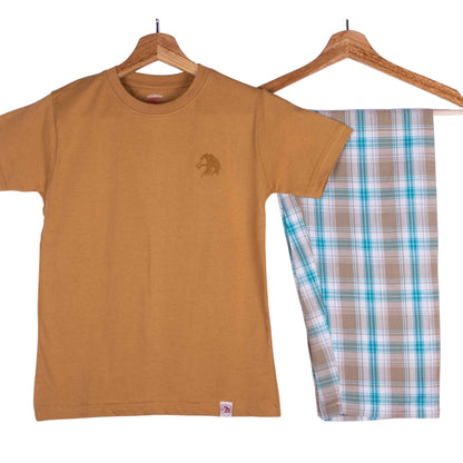 Camel Tee Aqua Plaid Pajamas