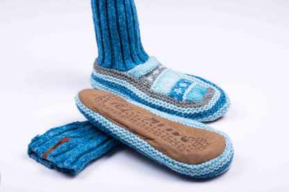 Blue Frost Knit Slipper Socks
