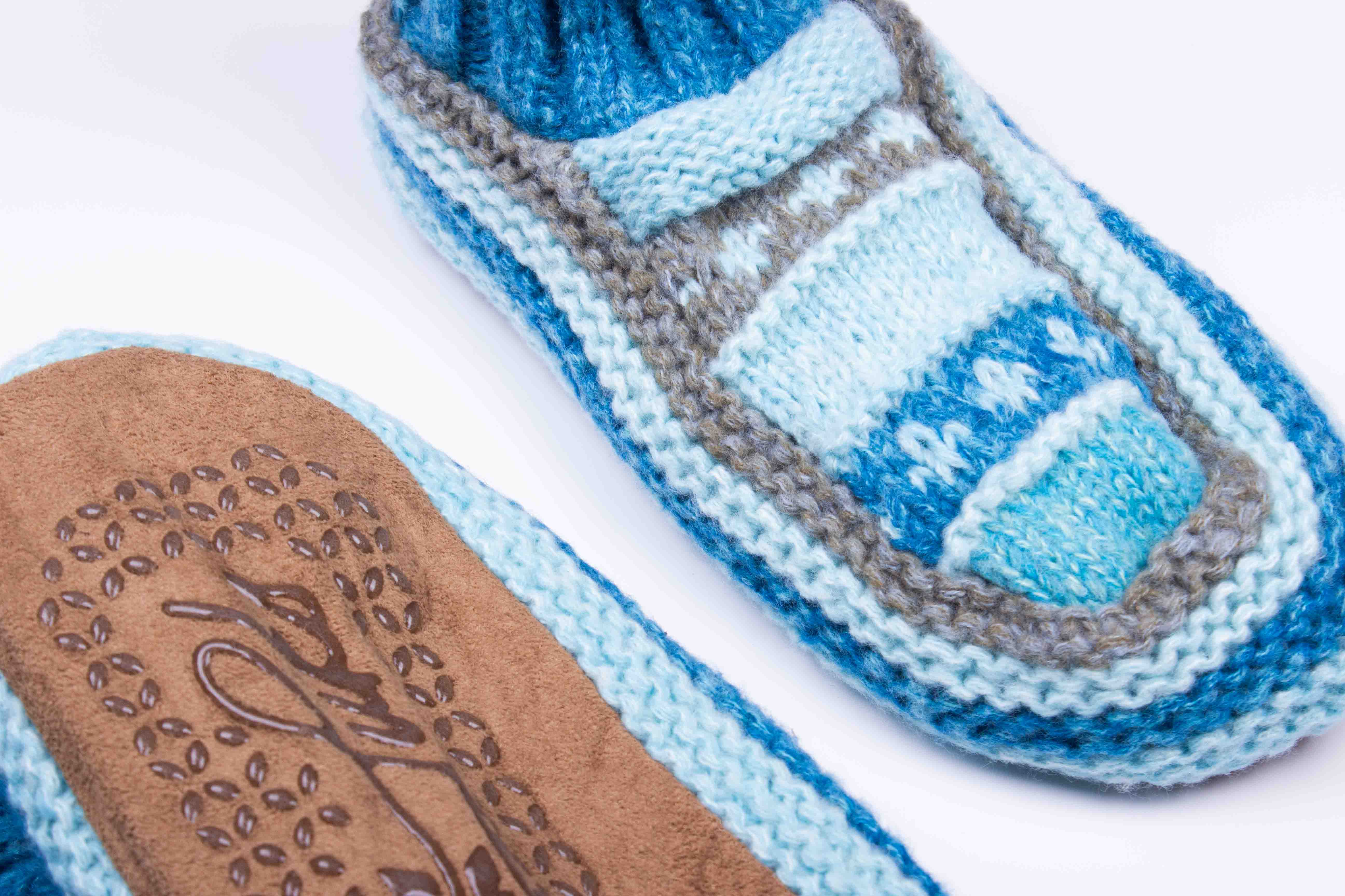 Blue Frost Knit Slipper Socks