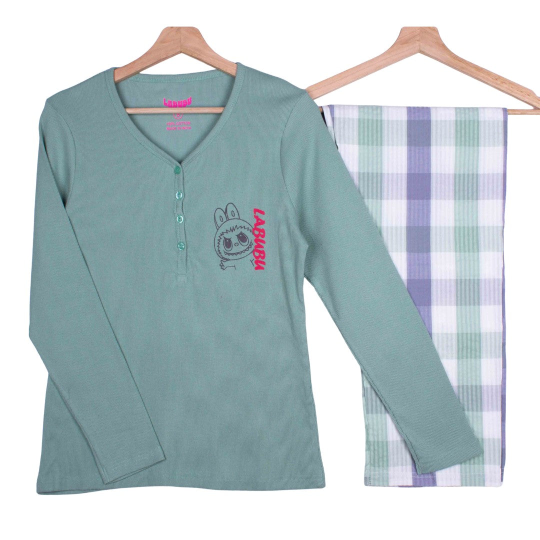 Labubu Minty Plaid
