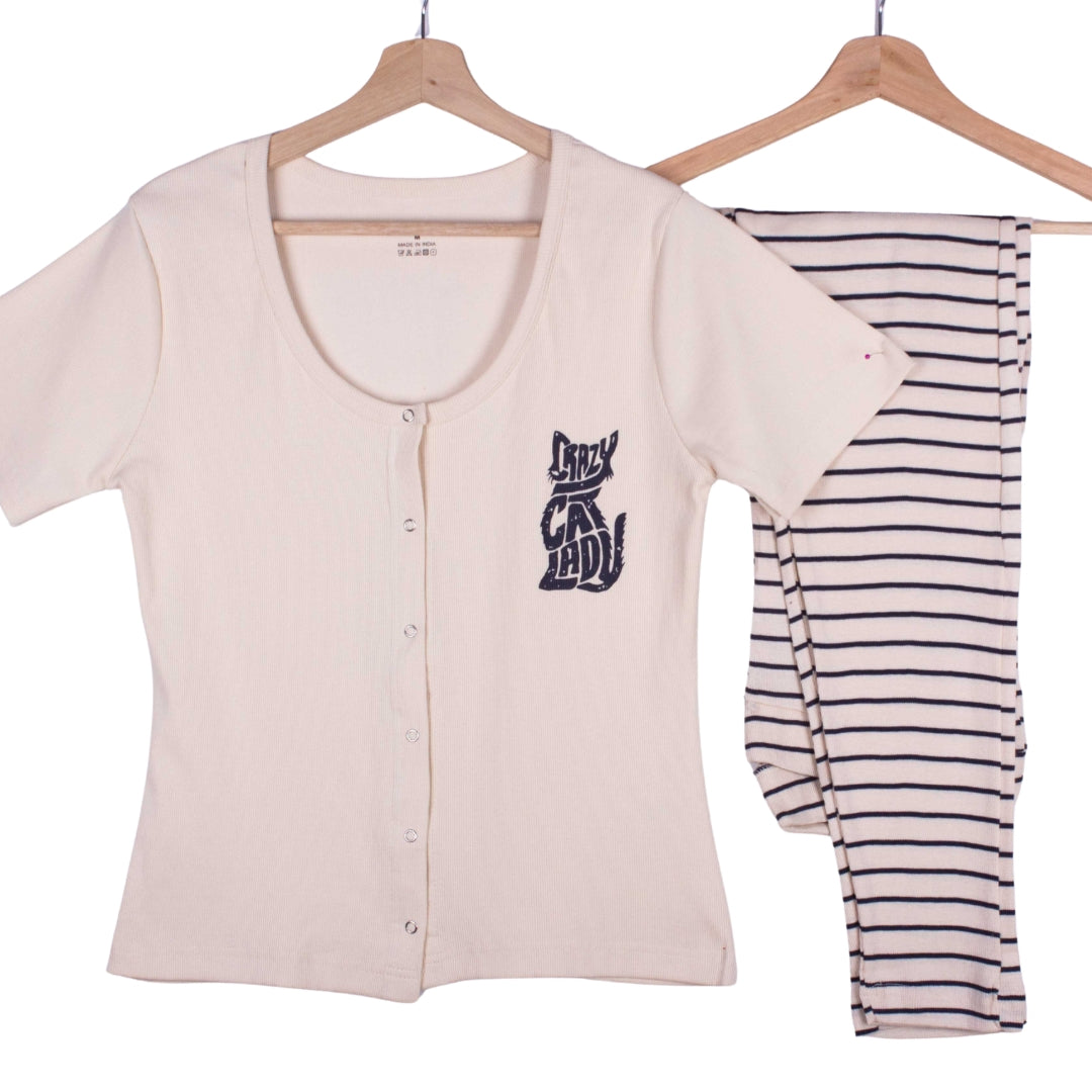 Cute Beige Crazy Cat Lady