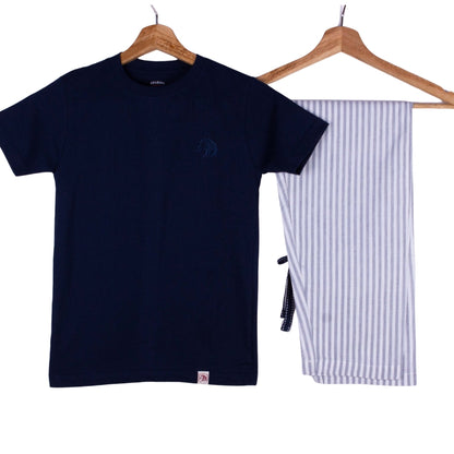 Kids Navy White Grey Pinstripe